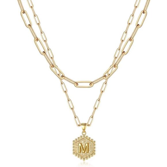 Jewelry - Dainty Initial Necklaces for Women, 14K-Gold-Plated Layering Necklace for Women